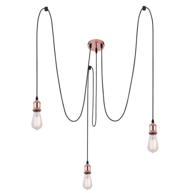 Netlighting Oliver Cluster Pendant Ceiling Light Copper Colored 3x E27 - image 1