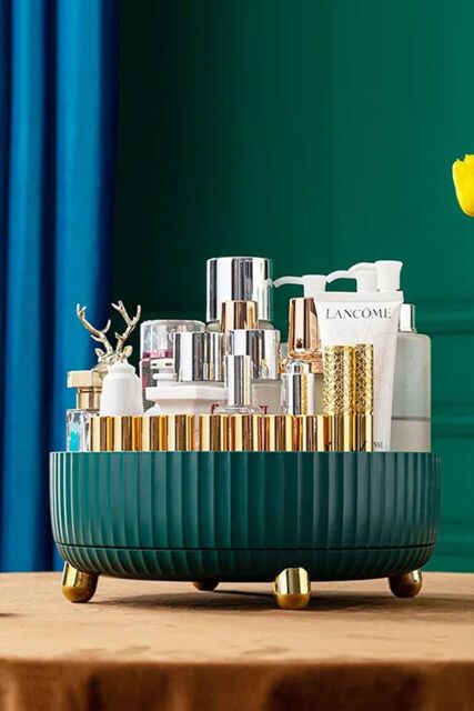 H&O Direct Cosmetics Storage Tray Makeup Skin Care Shelf Turntable Organizer in Green - image 1