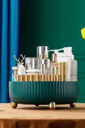 H&O Direct Cosmetics Storage Tray Makeup Skin Care Shelf Turntable Organizer in Green
