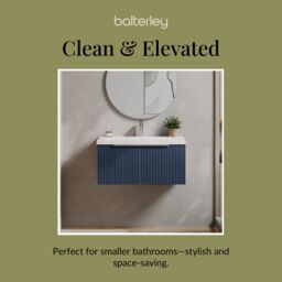 Balterley Fluted Wall Hung 1 Drawer Vanity Basin Unit & Basin 800mm - Satin Blue - thumbnail 7