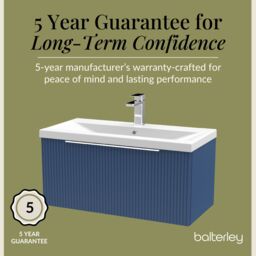 Balterley Fluted Wall Hung 1 Drawer Vanity Basin Unit & Basin 800mm - Satin Blue - thumbnail 6