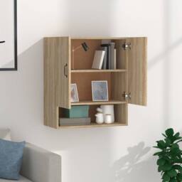Berkfield Home Wall Cabinet Sonoma Oak 60x31x70 cm Engineered Wood in Light Oak - Size: 60 x 31 x 70 cm - thumbnail 3
