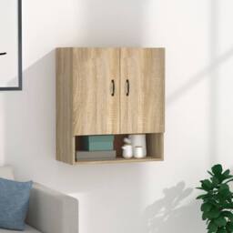 Berkfield Home Wall Cabinet Sonoma Oak 60x31x70 cm Engineered Wood in Light Oak - Size: 60 x 31 x 70 cm - thumbnail 2