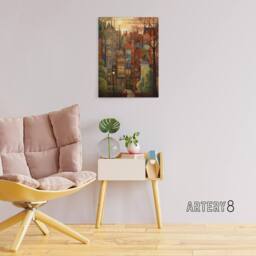 "Artery8 Autumn Sunset in English Cityscape Canvas Wall Art Print in Brown - Size: W18"" x H24""" - thumbnail 3