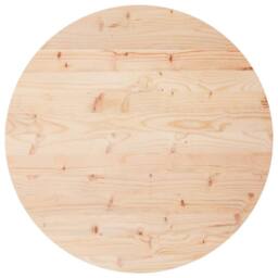 Berkfield Home Table Top Round Ã˜70x3 cm Solid Wood Pine in Brown - Size: 70x3 cm - thumbnail 2
