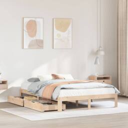 Berkfield Home Bed Frame with Drawers without Mattress 150x200 cm King Size in Brown - thumbnail 1