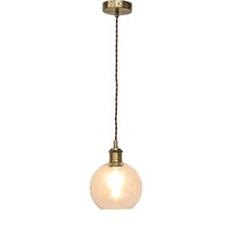 First Choice Lighting Set of 2 Barnum - Clear Glass Globe Antique Brass Retro Pendants - thumbnail 3