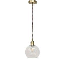 First Choice Lighting Set of 2 Barnum - Clear Glass Globe Antique Brass Retro Pendants - thumbnail 2