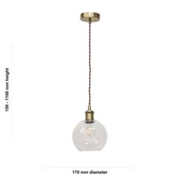 First Choice Lighting Set of 2 Barnum - Clear Glass Globe Antique Brass Retro Pendants - thumbnail 6