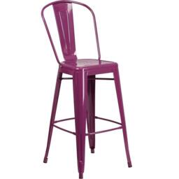 SPETLEK Set Of 4 24 inch Purple Bar Stools Galvanised Steel - Size: 0.6m2 - thumbnail 3