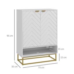 Wyld Haus White Chevron Shoe Cupboard with Shelf & Gold Accents 12 Pairs - thumbnail 3