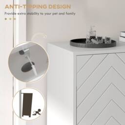 Wyld Haus White Chevron Shoe Cupboard with Shelf & Gold Accents 12 Pairs - thumbnail 7