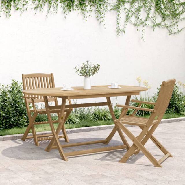 Berkfield Home Beautiful Folding Garden Table 160x85x75 cm Solid Wood Acacia in Light Brown - Size: 160 x 85 x 75 cm - image 1