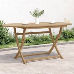 Berkfield Home Beautiful Folding Garden Table 160x85x75 cm Solid Wood Acacia in Light Brown - Size: 160 x 85 x 75 cm - thumbnail 2