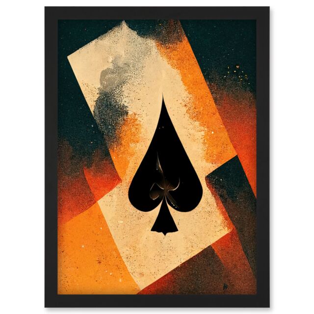 Artery8 Ace Of Spades Card Casino Poker Abstract Artwork Framed Wall Art Print A4 in Black - image 1