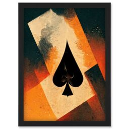 Artery8 Ace Of Spades Card Casino Poker Abstract Artwork Framed Wall Art Print A4 in Black - thumbnail 1
