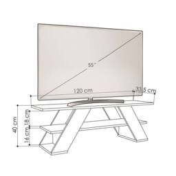 CALICOSY TV Stand With 3 Shelves, 120 Cm Wide - Farfalla in White - thumbnail 4