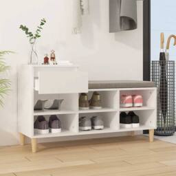 Berkfield Home Shoe Cabinet White 102x36x60 cm Engineered Wood - Size: 102 x 36 x 60 cm - thumbnail 3