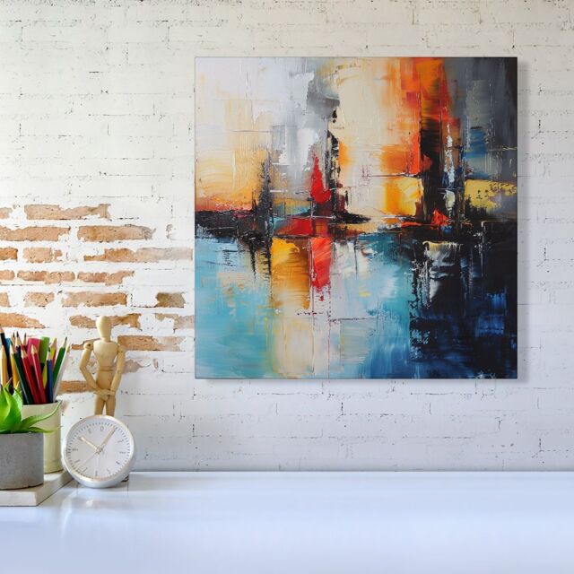Warren Reed - Designer Reflective Splendour: City In Abstract Canvas - Size: w10 inch x h10 inch - image 1
