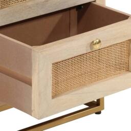 Berkfield Home Bedside Cabinet 40x30x50 cm Solid Wood Mango & Iron in Light Beige - Size: 40 x 30 x 50 cm - thumbnail 7