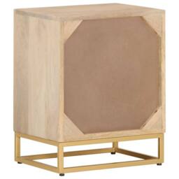 Berkfield Home Bedside Cabinet 40x30x50 cm Solid Wood Mango & Iron in Light Beige - Size: 40 x 30 x 50 cm - thumbnail 5