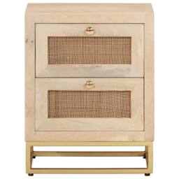 Berkfield Home Bedside Cabinet 40x30x50 cm Solid Wood Mango & Iron in Light Beige - Size: 40 x 30 x 50 cm - thumbnail 3