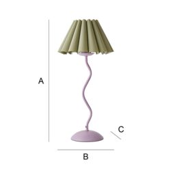 ValueLights Wiggle Sage Pleated Scallop Lamp Shade Pale Purple Metal Table Lamp & LED Bulb - thumbnail 8