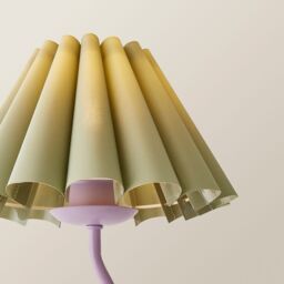 ValueLights Wiggle Sage Pleated Scallop Lamp Shade Pale Purple Metal Table Lamp & LED Bulb - thumbnail 4