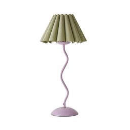 ValueLights Wiggle Sage Pleated Scallop Lamp Shade Pale Purple Metal Table Lamp & LED Bulb - thumbnail 2