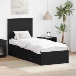 Berkfield Home Bed Frame Black & Silver 70 x 190 cm Engineered Wood - thumbnail 1