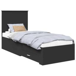 Berkfield Home Bed Frame Black & Silver 70 x 190 cm Engineered Wood - thumbnail 2
