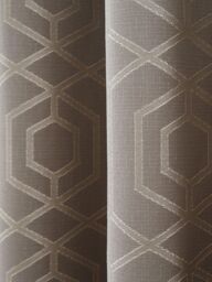 Curtina 'Camberwell' Modern Geo Design Jacquard Eyelet Curtains in Stone - Size: 117 cm width x 137 cm drop - thumbnail 4