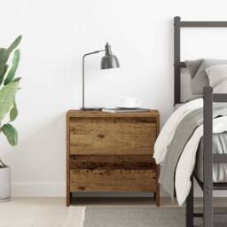 Berkfield Home Bedside Cabinet Old Wood 45x34x44.5 cm Engineered Wood in Brown - thumbnail 4