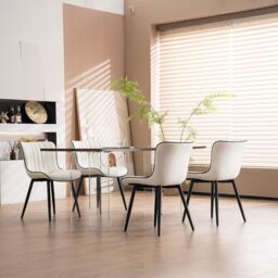 Xample Set of 2 Dining Chairs Faux Leather Modern Padded Seat with Metal Legs, Office, or Cafe Seating in White - thumbnail 7