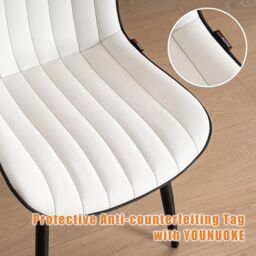 Xample Set of 2 Dining Chairs Faux Leather Modern Padded Seat with Metal Legs, Office, or Cafe Seating in White - thumbnail 6
