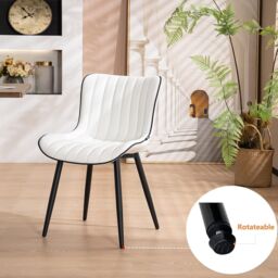Xample Set of 2 Dining Chairs Faux Leather Modern Padded Seat with Metal Legs, Office, or Cafe Seating in White - thumbnail 3