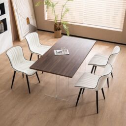 Xample Set of 2 Dining Chairs Faux Leather Modern Padded Seat with Metal Legs, Office, or Cafe Seating in White - thumbnail 5
