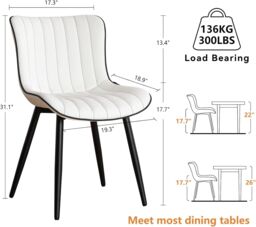 Xample Set of 2 Dining Chairs Faux Leather Modern Padded Seat with Metal Legs, Office, or Cafe Seating in White - thumbnail 8