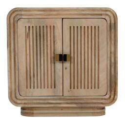 Indian Hub Hudson Carved Mini Sideboard - Mango Wood - L40 x W63 x H63 cm in Brown - thumbnail 1
