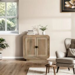 Indian Hub Hudson Carved Mini Sideboard - Mango Wood - L40 x W63 x H63 cm in Brown - thumbnail 5
