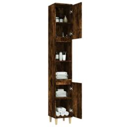 Berkfield Home Bathroom Cabinet Smoked Oak 30x30x190 cm Engineered Wood in Brown - Size: 30 x 30 x 190 cm - thumbnail 5