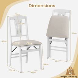 Gymax 2 Pack Folding Dining Chairs Upholstered Kitchen Chair Ergonomic in White - thumbnail 9