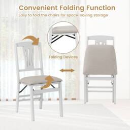 Gymax 2 Pack Folding Dining Chairs Upholstered Kitchen Chair Ergonomic in White - thumbnail 5