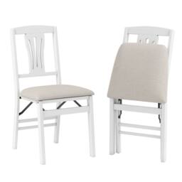 Gymax 2 Pack Folding Dining Chairs Upholstered Kitchen Chair Ergonomic in White