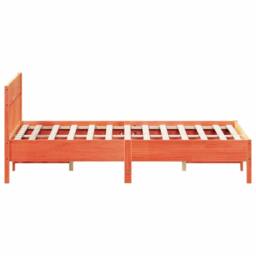Berkfield Home Beautiful Bed Frame without Mattress Wax Brown 120x200 cm Solid W in Tan - Size: Small Double - thumbnail 5