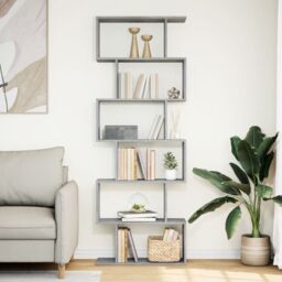 Berkfield Home Room Divider Bookcase 6-Tier Concrete Grey 70x24x193 cm Engineered Wood - Size: 70 x 24 x 193 cm - thumbnail 3