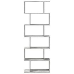 Berkfield Home Room Divider Bookcase 6-Tier Concrete Grey 70x24x193 cm Engineered Wood - Size: 70 x 24 x 193 cm - thumbnail 5
