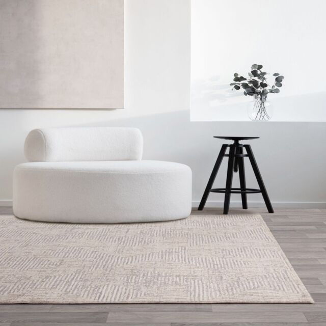 The Rug Shop UK Silver Modern Abstract Polyester Cotton Backing Area Rug - Size: 200 cm x 300 cm - image 1