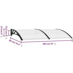 Berkfield Home Door Canopy Black & Transparent 200x80 cm PC - thumbnail 6
