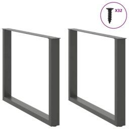Berkfield Home Coffee Table Legs U-Shaped 2 pcs Anthracite 100x(72-73) cm Steel in Black - thumbnail 3